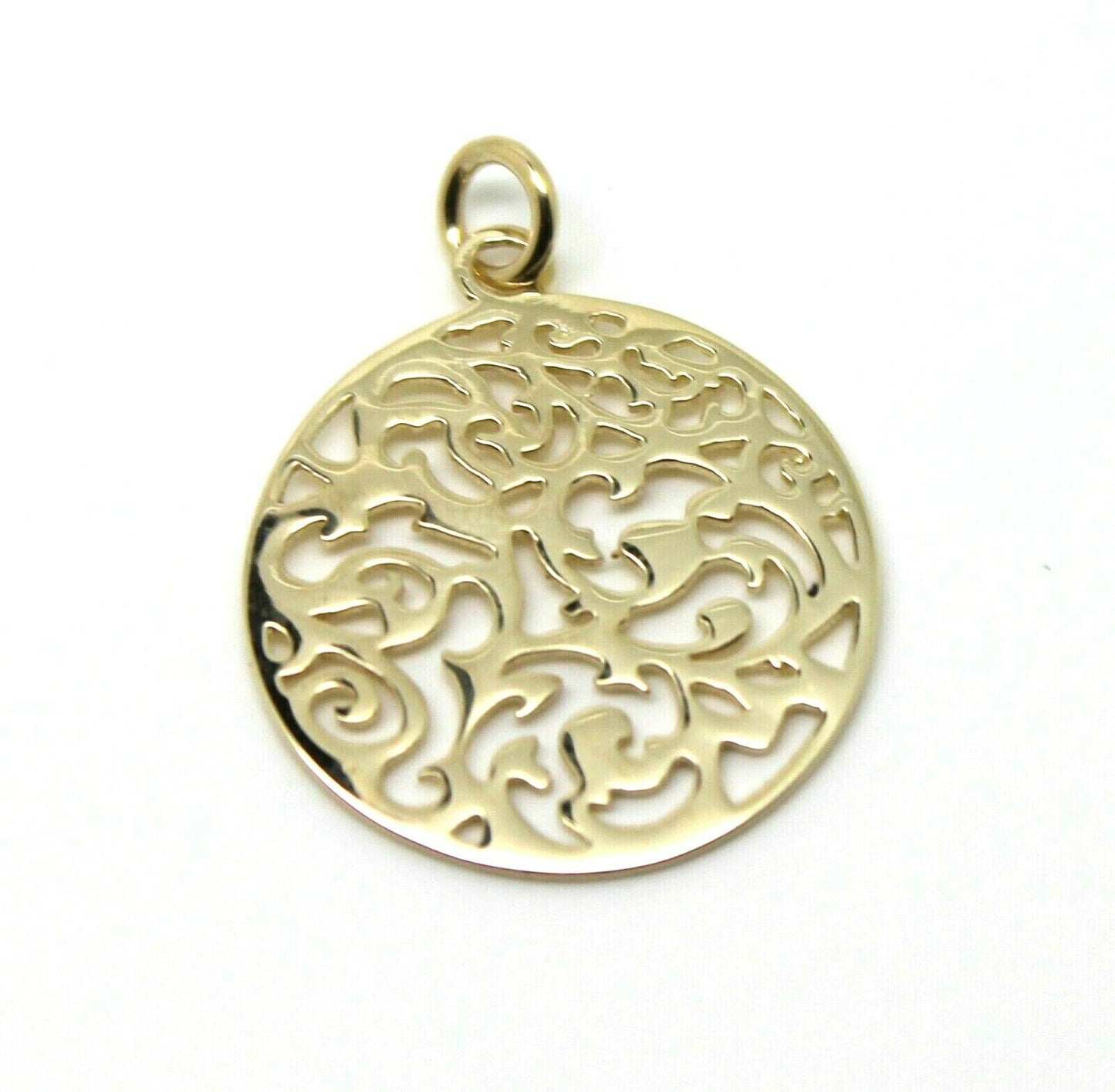 Genuine Solid 9ct 9kt 375 Yellow, White Or Rose Gold Round Filigree Pendant