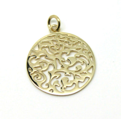 Genuine Solid 9ct 9kt 375 Yellow, White Or Rose Gold Round Filigree Pendant