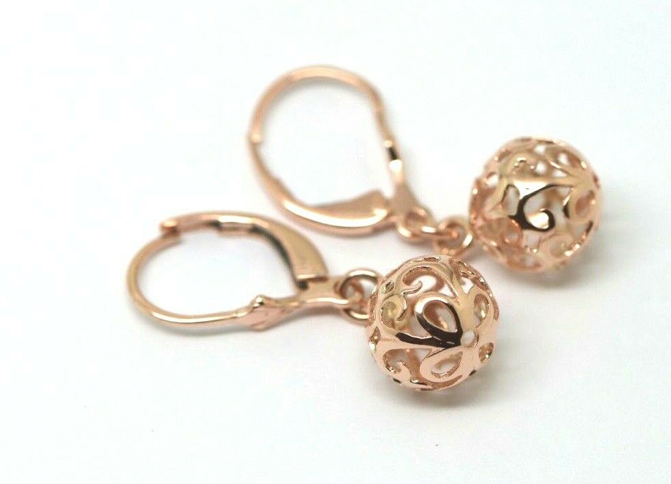 Genuine 9ct 9k 375 Yellow, Rose or White Gold 10mm Filigree Ball Hook Continental Earrings