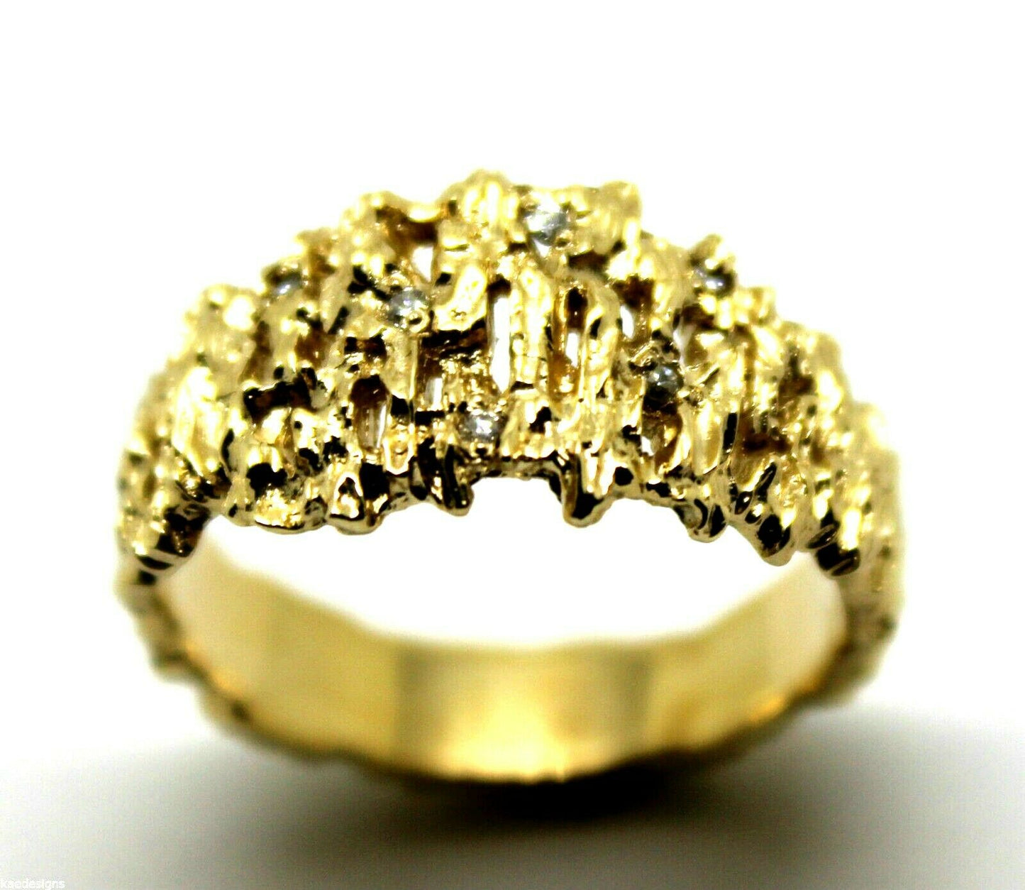 Kaedesigns New Genuine 10ct White or Rose Or Yellow Gold Diamond Nugget Ring