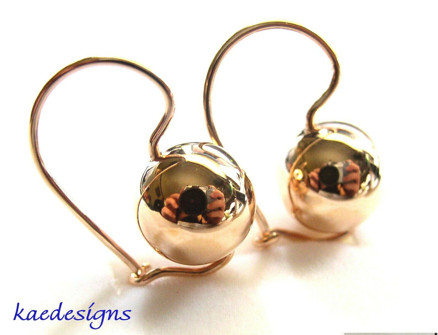 Kaedesigns New 9ct 9kt Yellow, Rose or White Gold 10mm Euro Ball Drop Earrings