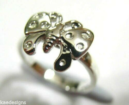 Genuine Solid 9ct White Or Rose Or Yellow Gold Butterfly Ring Choose Size