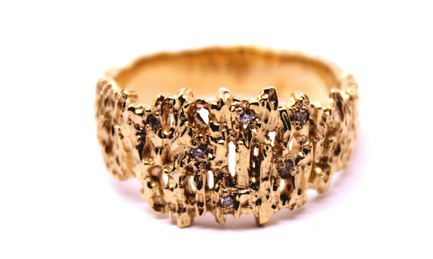 Kaedesigns New Genuine 10ct White or Rose Or Yellow Gold Diamond Nugget Ring