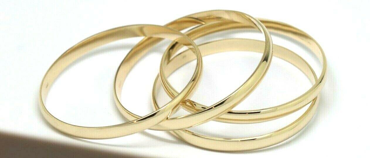 Genuine 9ct 9kt FULL SOLID Heavy Yellow, Rose or White gold 5mm wide half round Bangle 57mm inside diameter