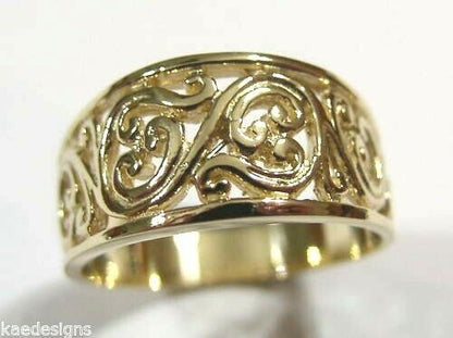 Size N Kaedesigns Genuine 9ct Full Solid Wide Yellow, Rose Or White Gold Filigree Flower Swirl Ring 336