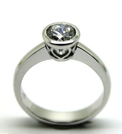Genuine Cubic Zirconia 9ct Solid White Gold  Ring Size Q