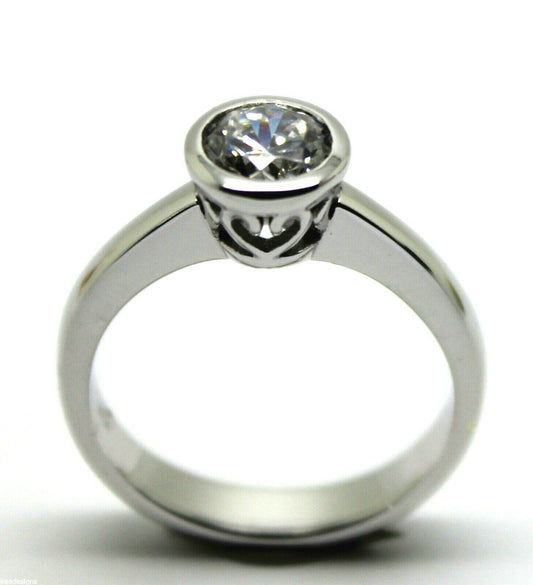 Genuine Cubic Zirconia 9ct Solid White Gold  Ring Size Q