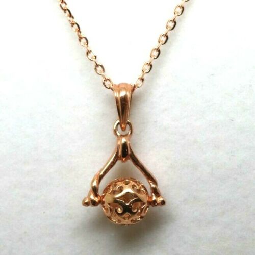Genuine 9ct Rose Gold Thin Cable Chain Necklace 50cm + Spinner Ball Pendant