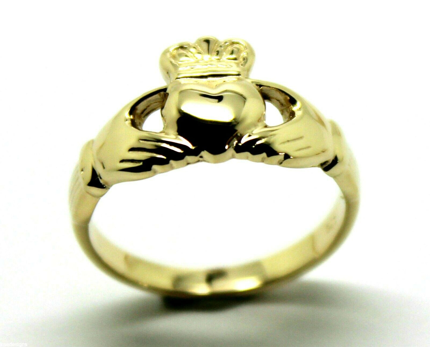 Genuine 9ct 375 Solid Yellow, Rose or White Gold Claddagh Celtic Friendship Ring In Your (Sizes L to S)