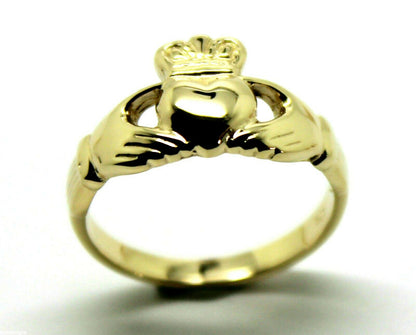Genuine 9ct 375 Solid Yellow, Rose or White Gold Claddagh Celtic Friendship Ring In Your (Sizes L to S)