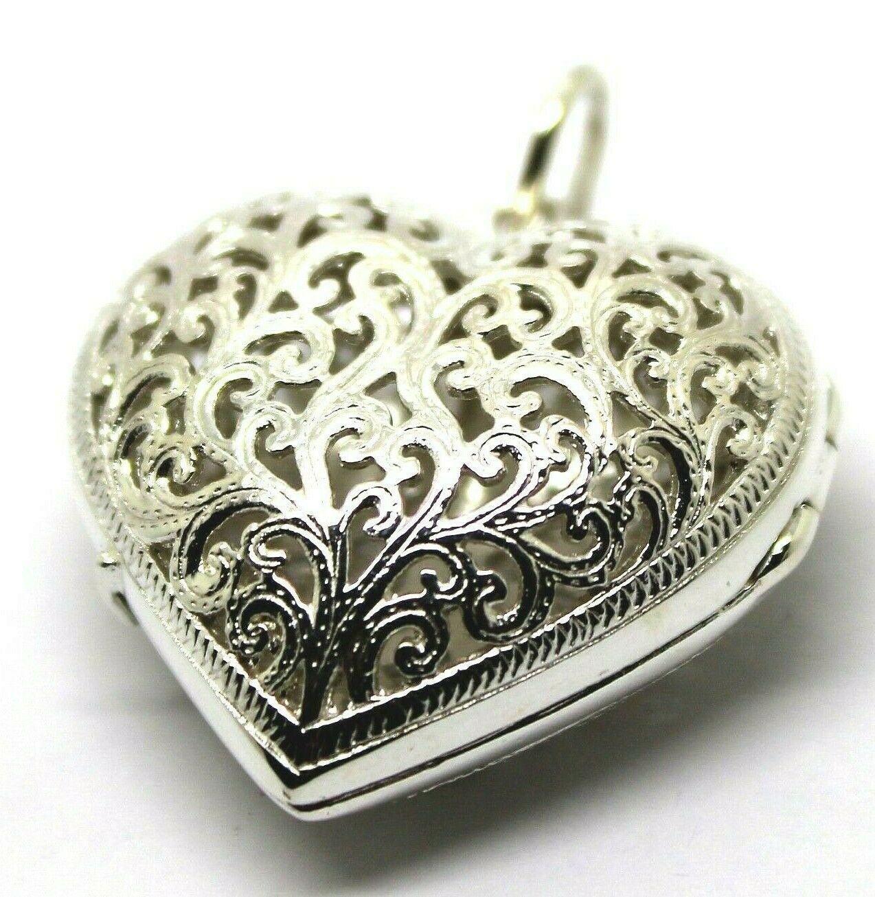 Heavy Large Genuine Sterling Silver 925 Filigree Heart Pendant Locket