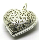 Heavy Genuine Sterling Silver Filigree Heart Pendant Locket