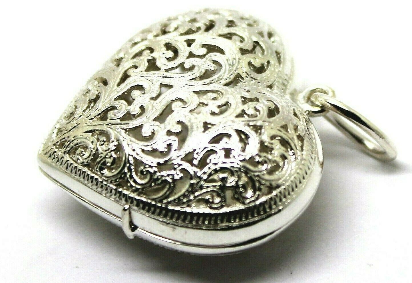 Heavy Large Genuine Sterling Silver 925 Filigree Heart Pendant Locket