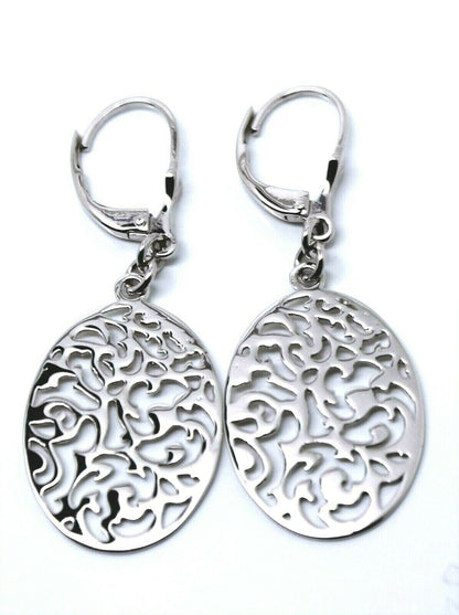 Continental Hooks 9ct Solid Yellow, Rose or White Gold Antique Oval Filigree Drop Earrings