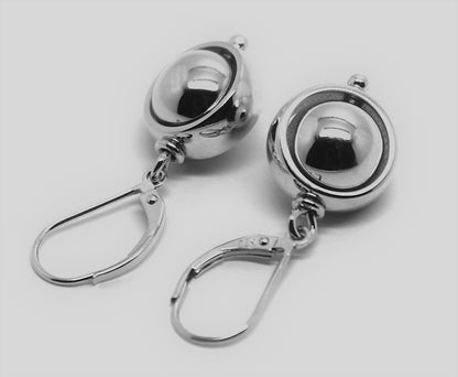 Heavy 9ct 9k 375 Yellow, Rose or White Gold Continental Hooks 10mm Ball Spinning Belcher Earrings