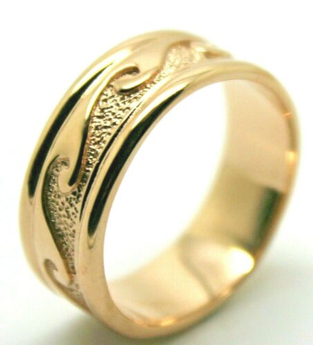 Small Size I / 4 Genuine Solid New 9ct 9kt Yellow, Rose or White Gold Surf Wave Ring