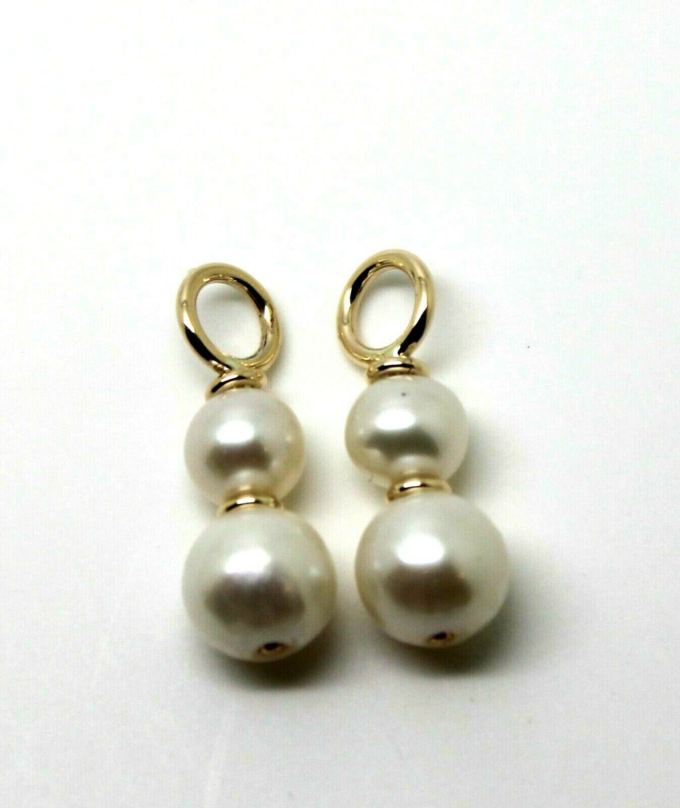 Genuine New 9ct 9k 375 Yellow Gold 6mm & 8mm White Pearl Loop Earrings