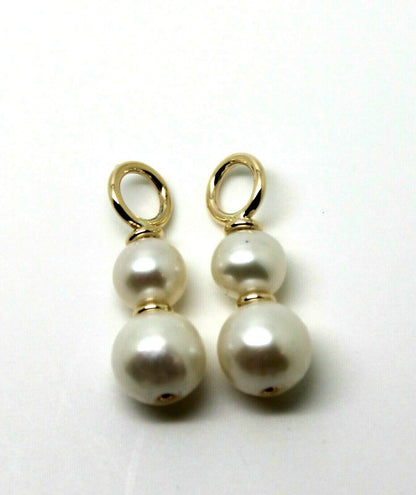 Genuine New 9ct 9k 375 Yellow Gold 6mm & 8mm White Pearl Loop Earrings