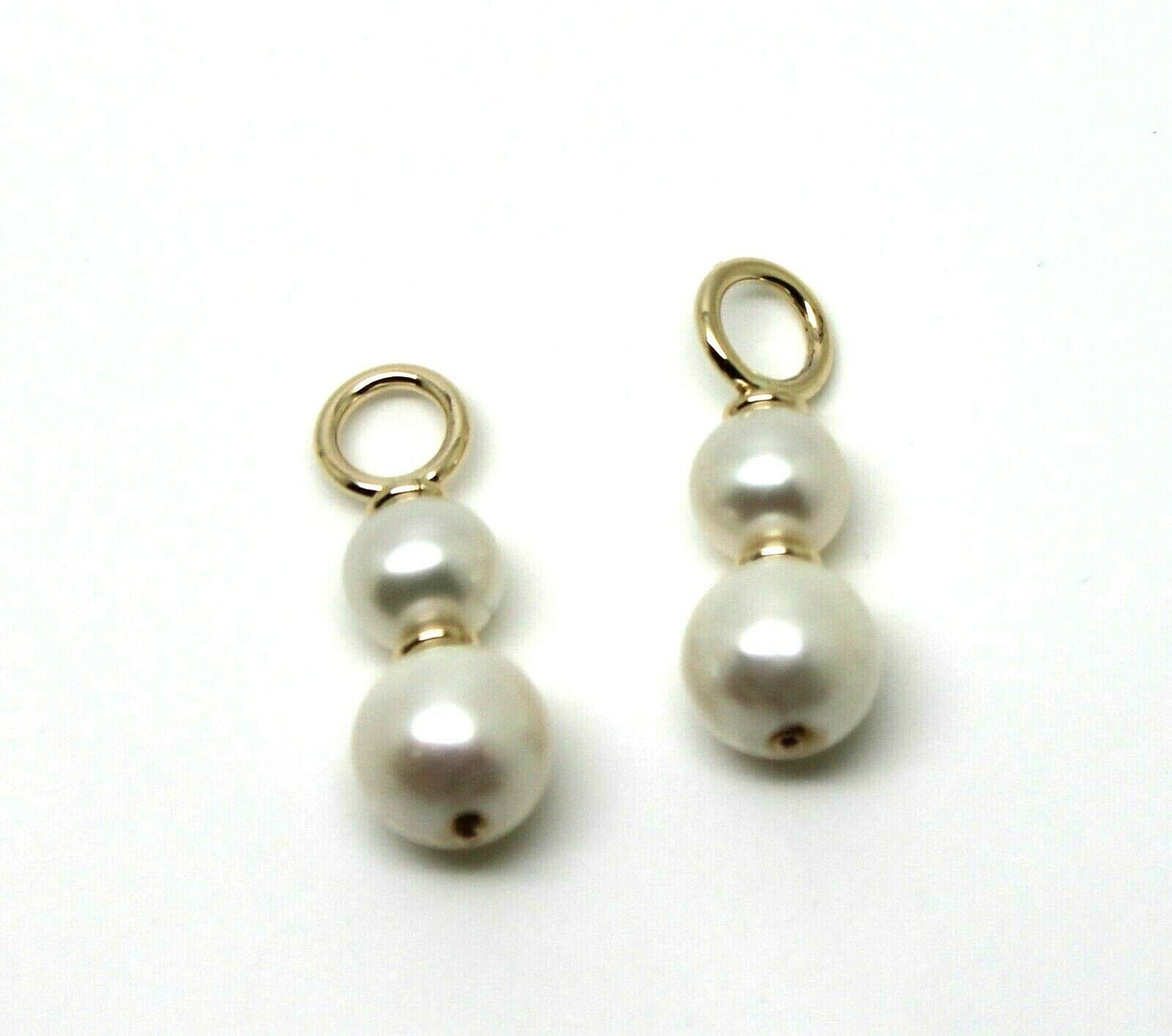 Genuine New 9ct 9k 375 Yellow Gold 6mm & 8mm White Pearl Loop Earrings