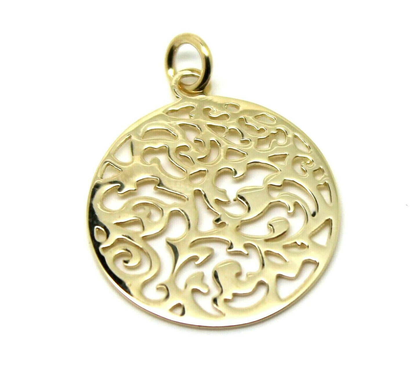 Genuine Solid 9ct 9kt 375 Yellow, White Or Rose Gold Round Filigree Pendant