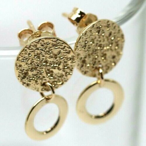 Genuine 9ct 9k 375 Yellow, Rose or White Gold Stud Disc Earrings Round Earrings