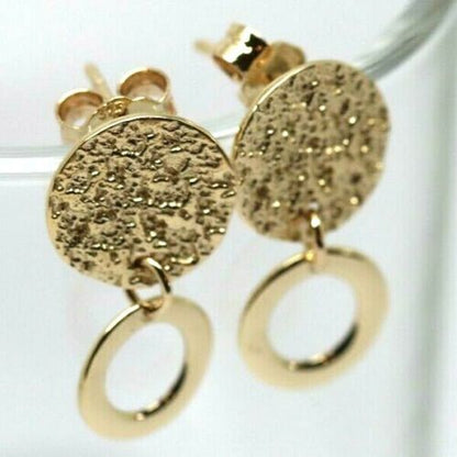 Genuine 9ct 9k 375 Yellow, Rose or White Gold Stud Disc Earrings Round Earrings
