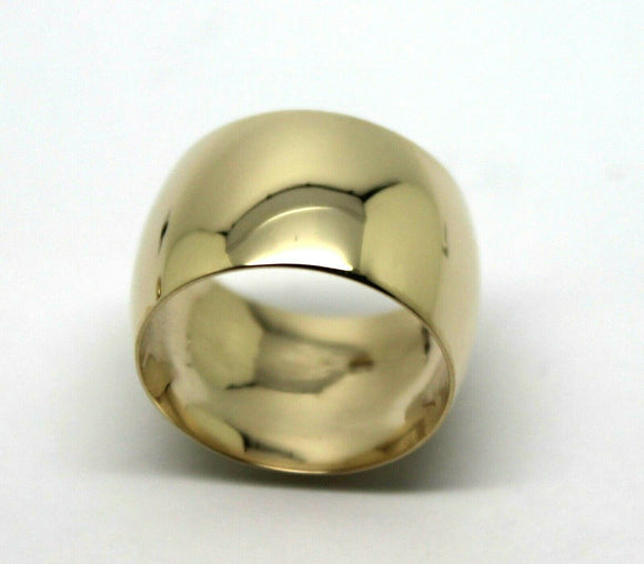Genuine New Solid  9ct Yellow Gold Full Solid 12mm Wide Barrel Band Ring Size N
