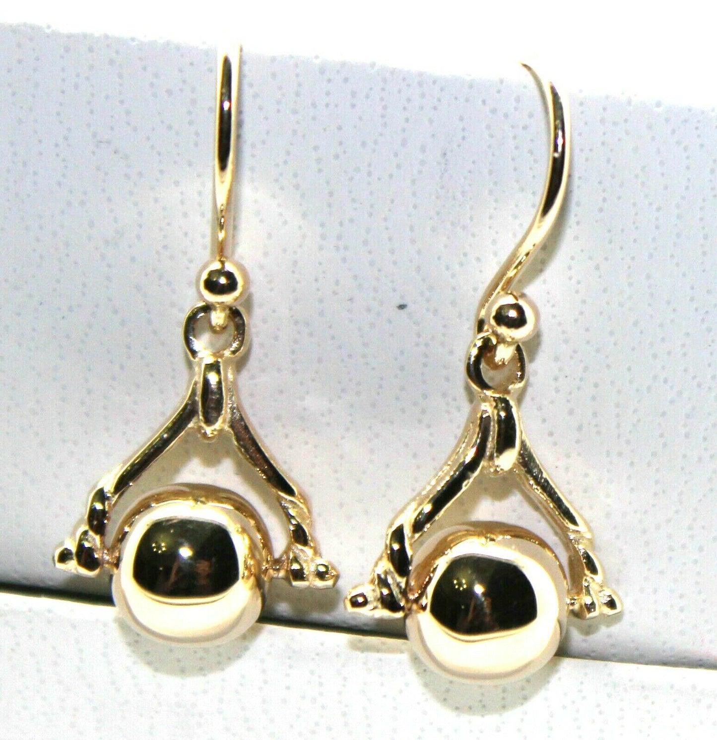 Genuine 9ct 9k 375 Yellow, Rose or White Gold Plain Ball Spinner Earrings
