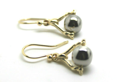 Genuine 9ct 9K 375 Solid Yellow And White Gold Plain Ball Spinner Earrings 435