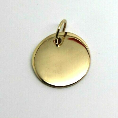 Genuine Solid 9ct Yellow, Rose Or White Gold Plain 18mm Round Disc Pendant 1.3mm thick
