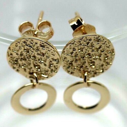 Genuine 9ct 9k 375 Yellow, Rose or White Gold Stud Disc Earrings Round Earrings