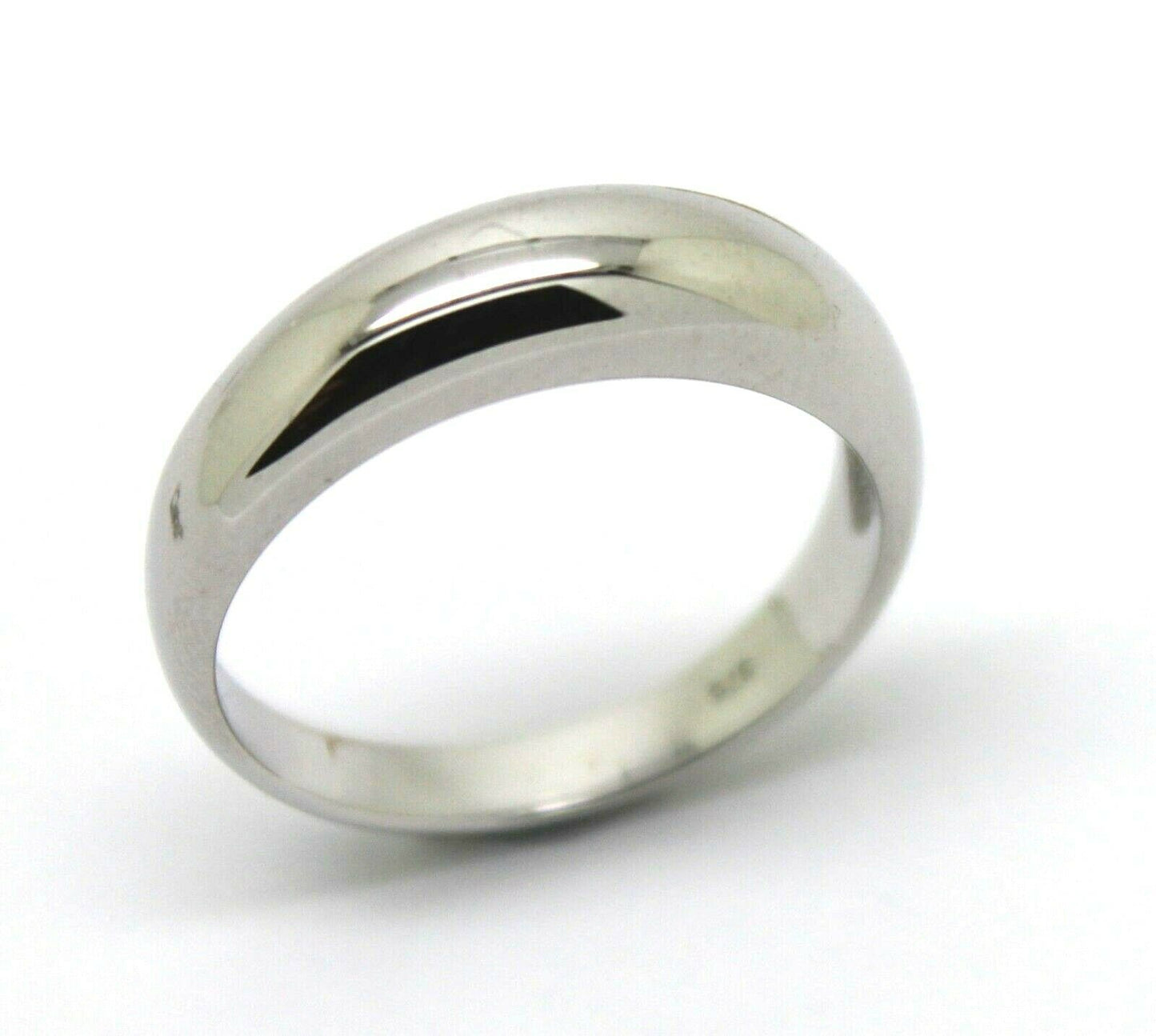 Size P Genuine 9ct White Gold Full Solid 5mm Dome Ring