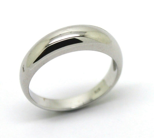 Size P Genuine 9ct White Gold Full Solid 5mm Dome Ring