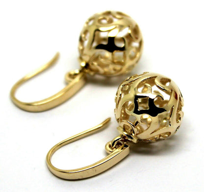 Genuine 9ct Yellow, Rose or White Gold Large Heavy 14mm Thick Hooks Ball Drop Filigree Earrings