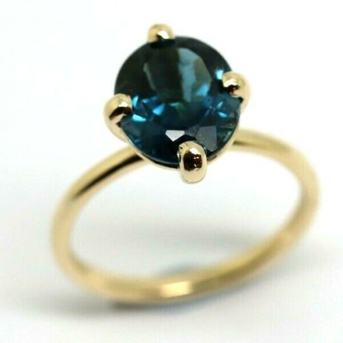 Genuine 9ct Yellow, Rose or White Gold London Blue Topaz Oval Ring