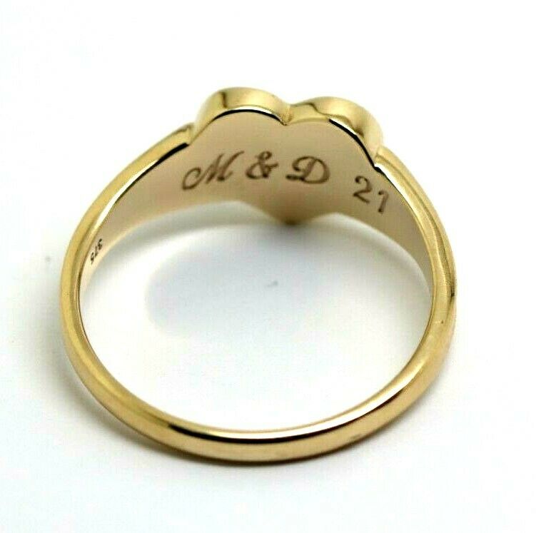 Size X 9ct Yellow, Rose or White Gold Heart Signet Ring 11mm heart + Engraving + Lab Grown Diamond