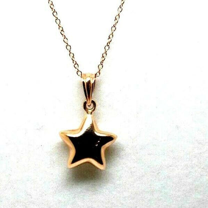 Genuine 9ct 9K 375 Yellow, Rose or White  Gold Thin Cable Chain Necklace 45cm + Star Pendant