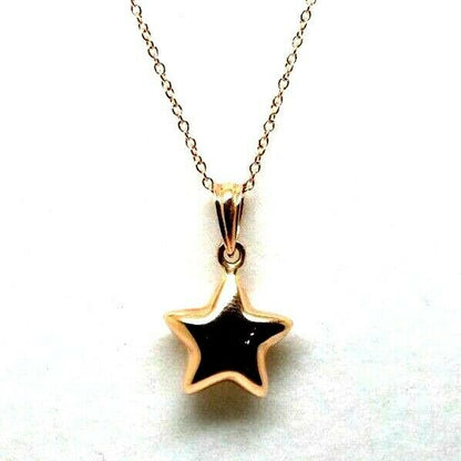 Genuine 9ct 9K 375 Yellow, Rose or White  Gold Thin Cable Chain Necklace 45cm + Star Pendant