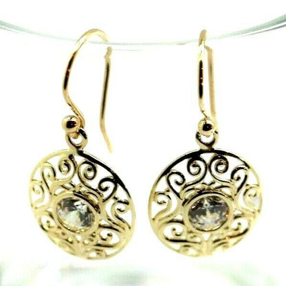 9ct 9k 375 Yellow, White, or Rose Gold Cubic Zirconia Oval Filigree Hook Earrings