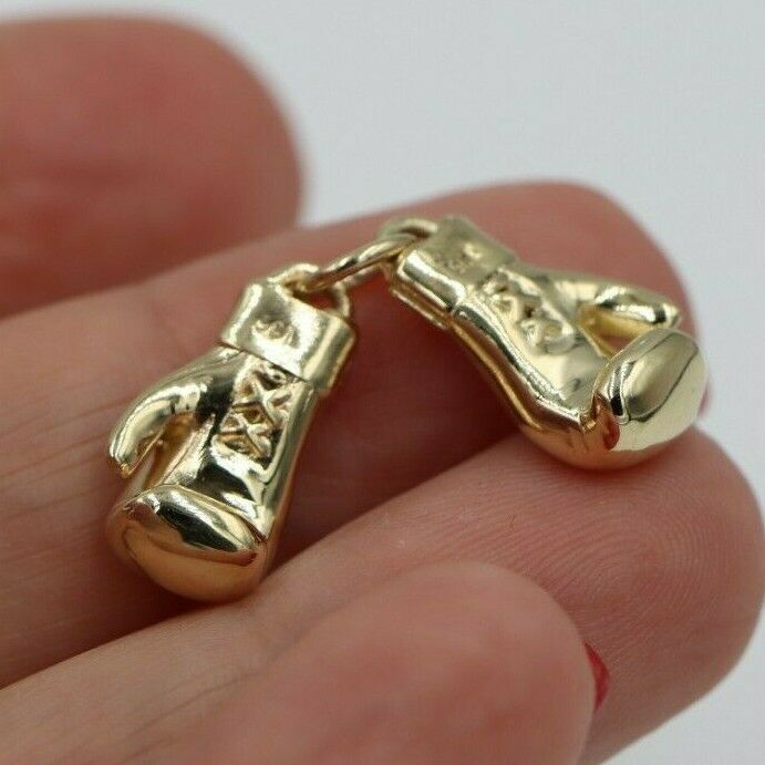 Large Heavy 9ct Yellow or Rose or White Gold 2 x Boxing Gloves Pendant 1 PAIR