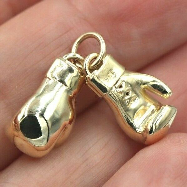Large Heavy 9ct Yellow or Rose or White Gold 2 x Boxing Gloves Pendant 1 PAIR