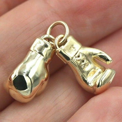Large Heavy 9ct Yellow or Rose or White Gold 2 x Boxing Gloves Pendant 1 PAIR