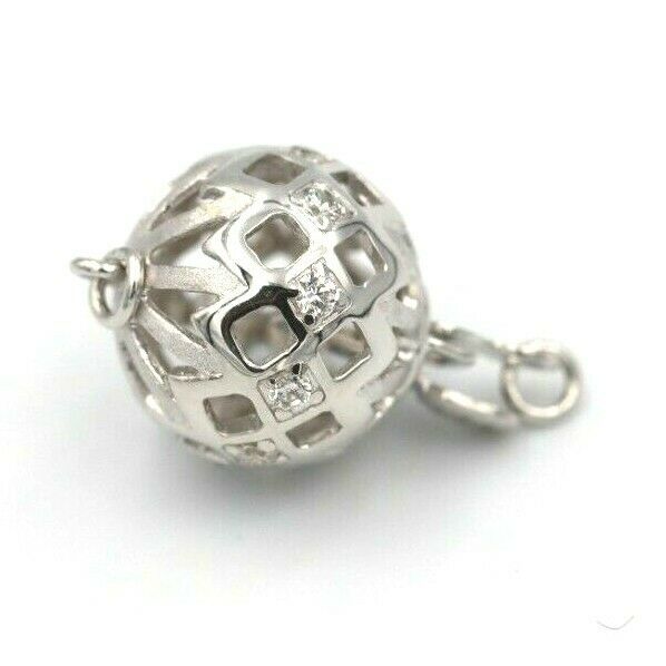 Kaedesigns New Genuine Sterling Silver 12mm Cubic Zirconia Ball Clasp