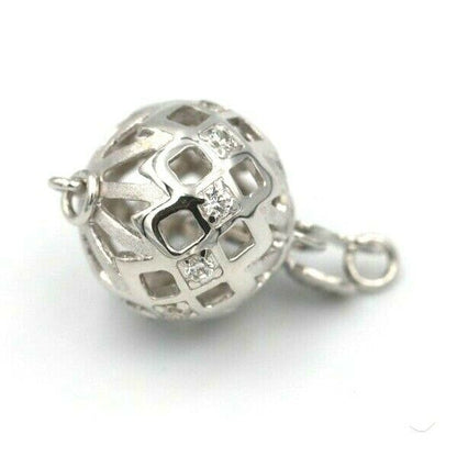 Kaedesigns New Genuine Sterling Silver 12mm Cubic Zirconia Ball Clasp
