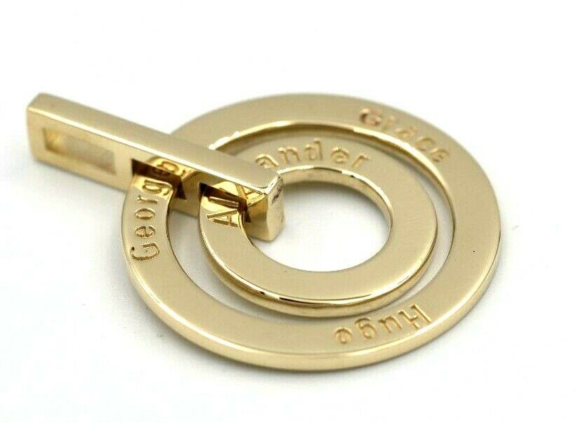 Solid 9ct 9k 375 Yellow, Rose or White Gold Personalized & Engraveable 2 Circles Pendant