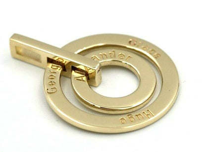 Solid 9ct 9k 375 Yellow, Rose or White Gold Personalized & Engraveable 2 Circles Pendant