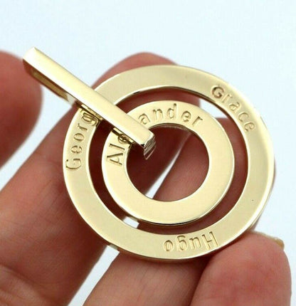 Solid 9ct 9k 375 Yellow, Rose or White Gold Personalized & Engraveable 2 Circles Pendant