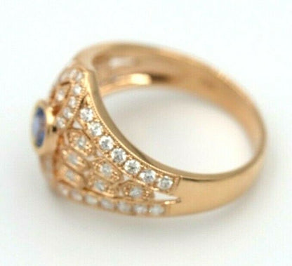 Kaedesigns New Genuine 18ct 750 Rose Gold Blue Sapphire Diamond Dress Ring