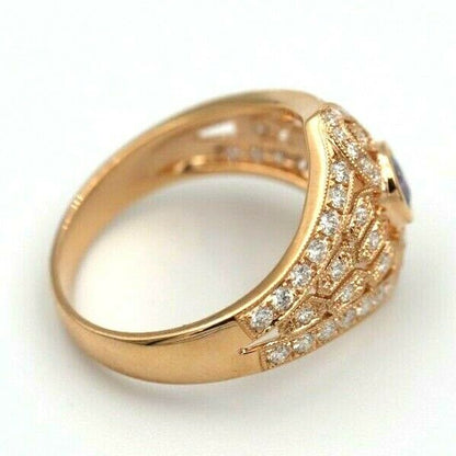 Kaedesigns New Genuine 18ct 750 Rose Gold Blue Sapphire Diamond Dress Ring