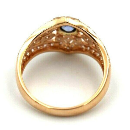Kaedesigns New Genuine 18ct 750 Rose Gold Blue Sapphire Diamond Dress Ring